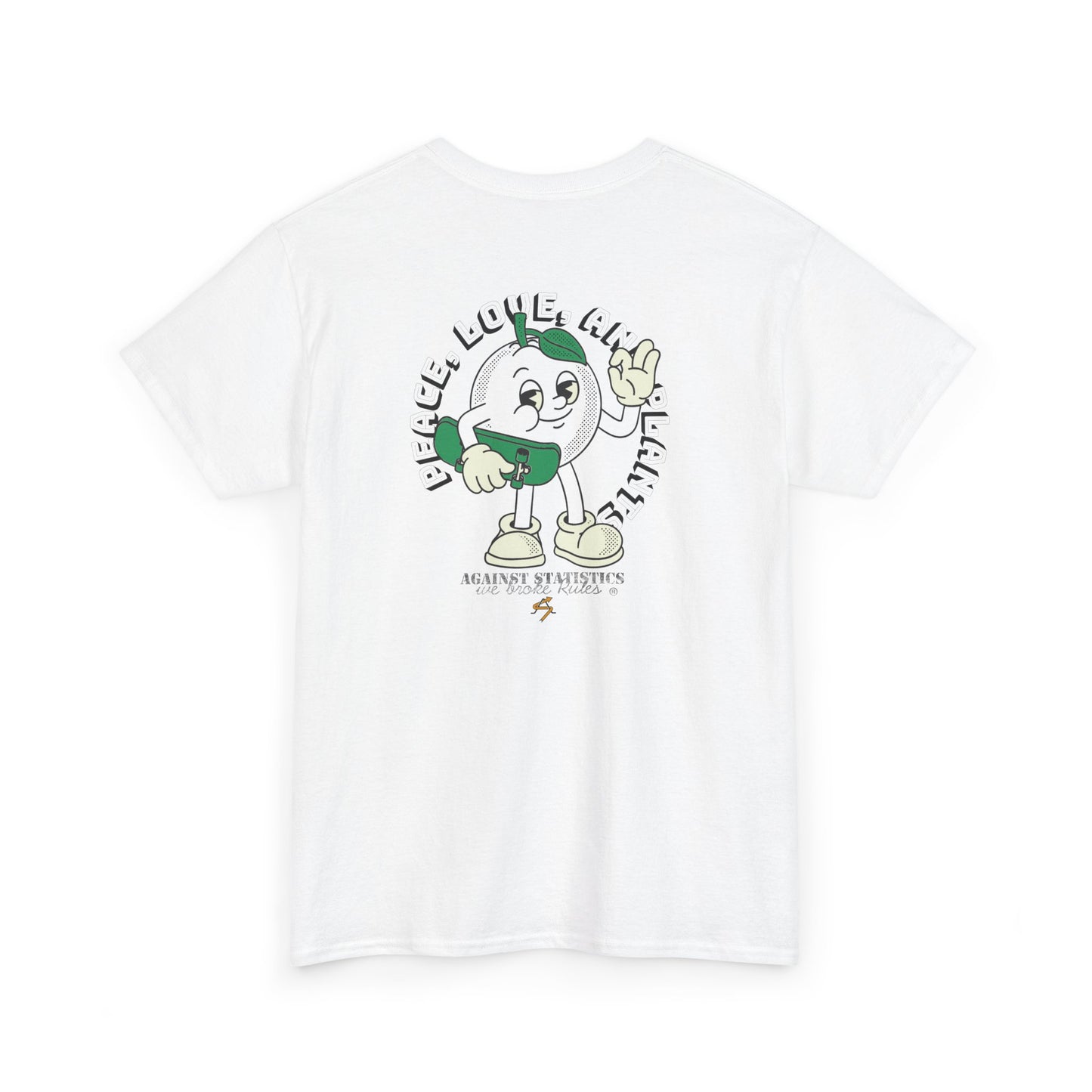 Unisex Heavy Cotton Tee - Vegan Peace, Love & Plants