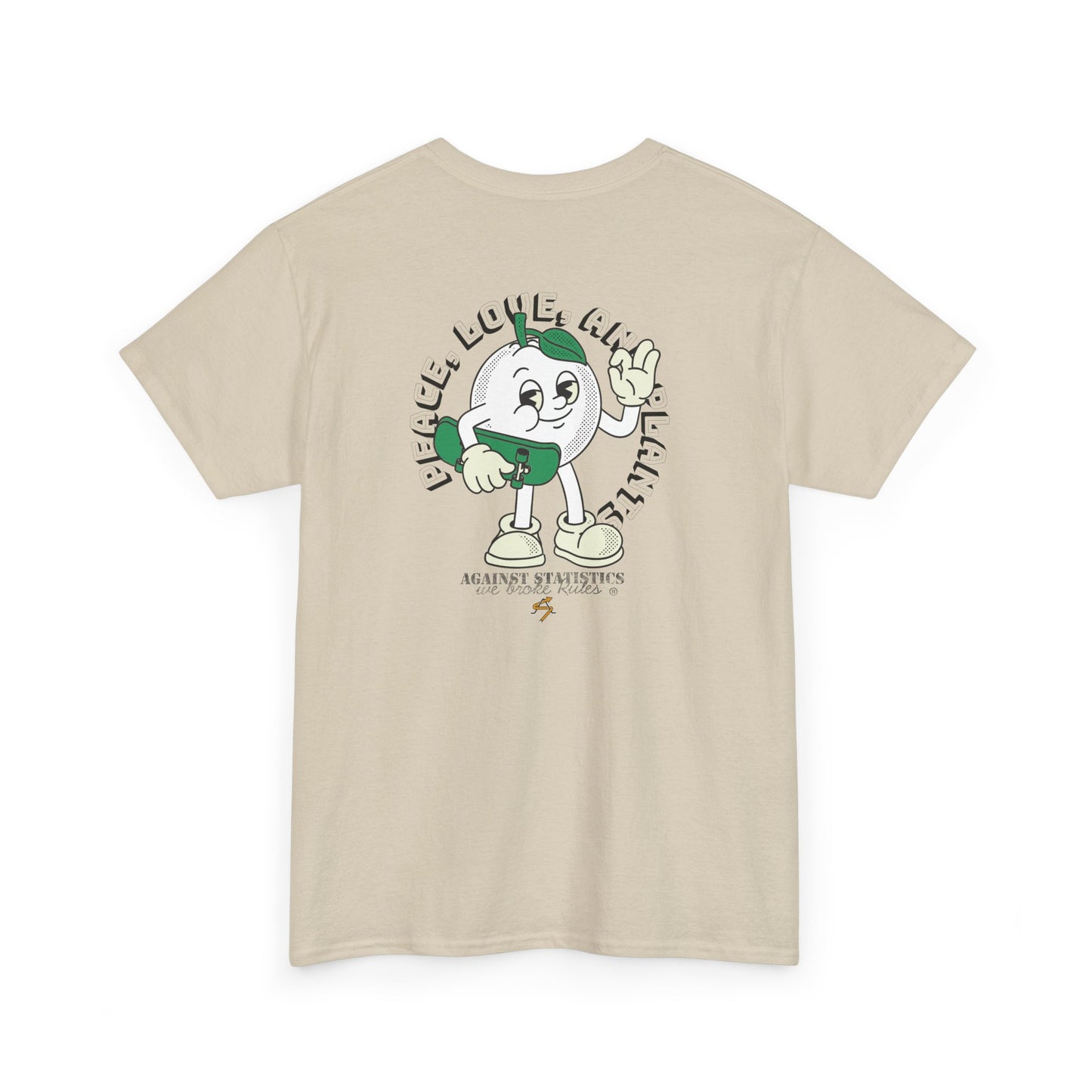 Unisex Heavy Cotton Tee - Vegan Peace, Love & Plants