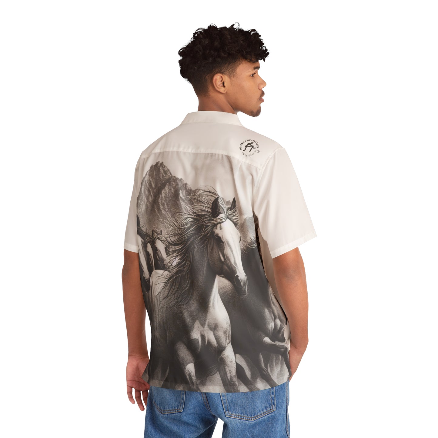 Men's Hawaiian Shirt Nature Power Horses