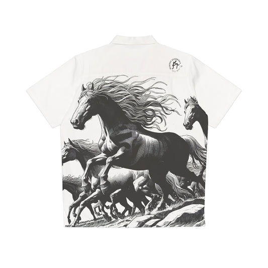 Men's Hawaiian Shirt Ink Series Horses