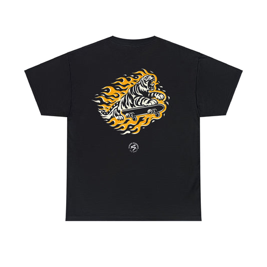 Unisex Heavy Cotton Tee - Made in Germany - Skate Flames Tiger